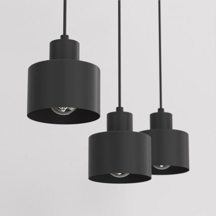 Lampadario a sospensione con cavo PARKLA 3xE27/15W/230V nero