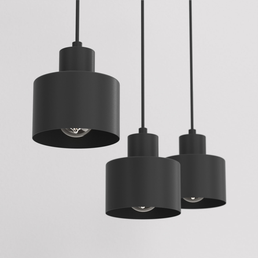 Lampadario a sospensione con cavo PARKLA 3xE27/15W/230V nero