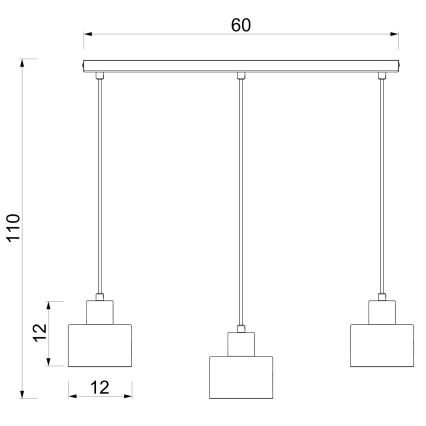 Lampadario a sospensione con cavo PARKLA 3xE27/15W/230V nero