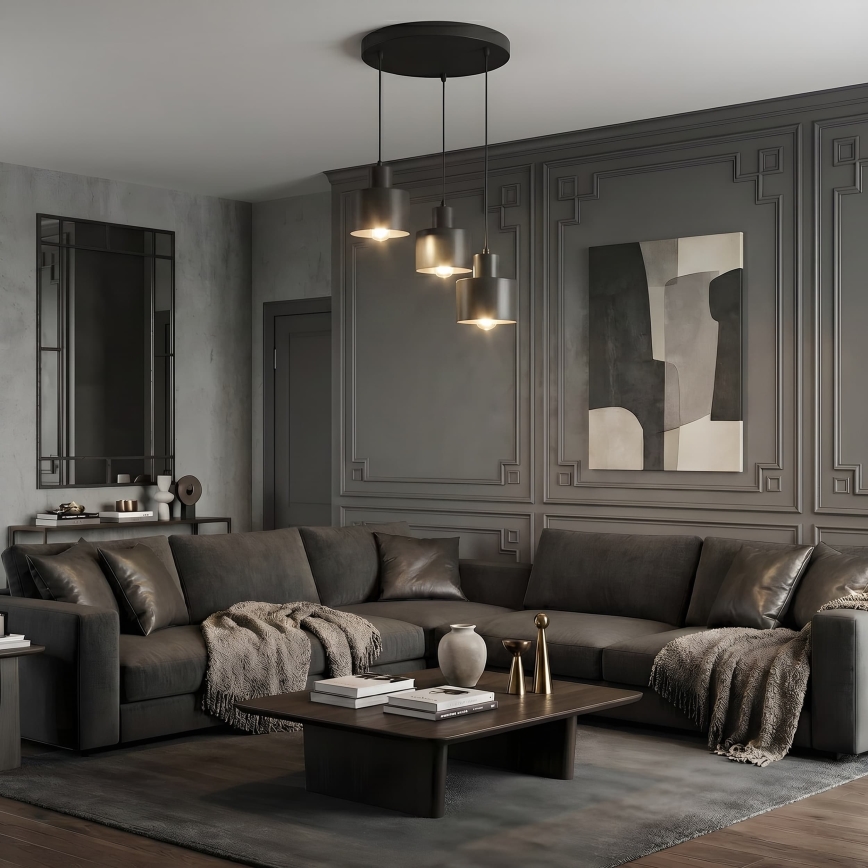 Lampadario a sospensione con cavo PARKLA 3xE27/15W/230V nero