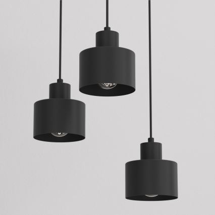 Lampadario a sospensione con cavo PARKLA 3xE27/15W/230V nero