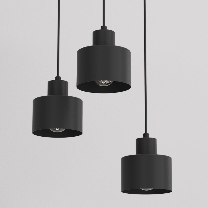 Lampadario a sospensione con cavo PARKLA 3xE27/15W/230V nero