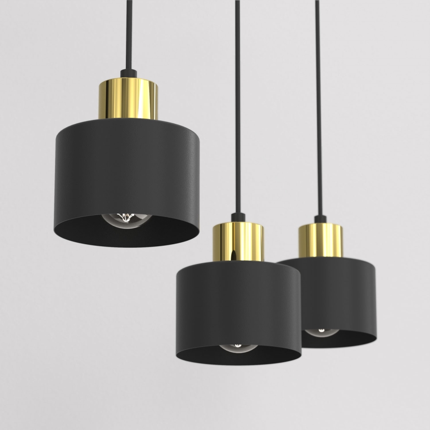 Lampadario a sospensione con cavo PARKLA 3xE27/15W/230V nero
