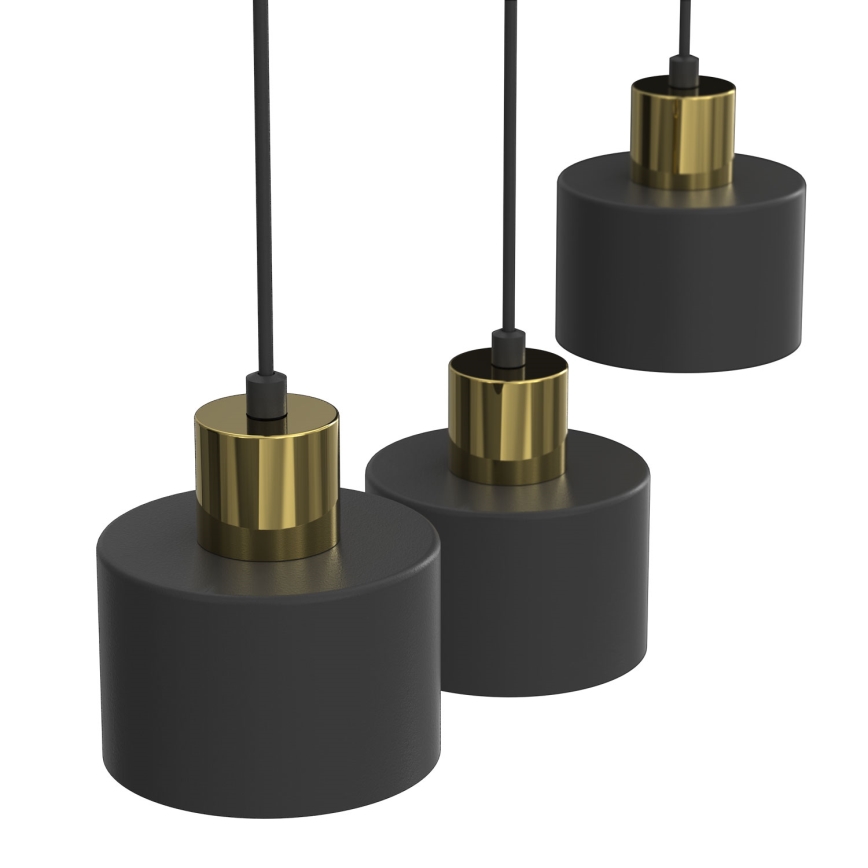 Lampadario a sospensione con cavo PARKLA 3xE27/15W/230V nero