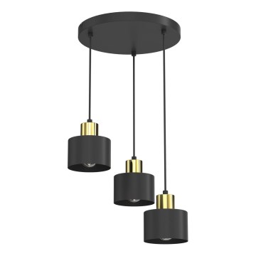 Lampadario a sospensione con cavo PARKLA 3xE27/15W/230V nero