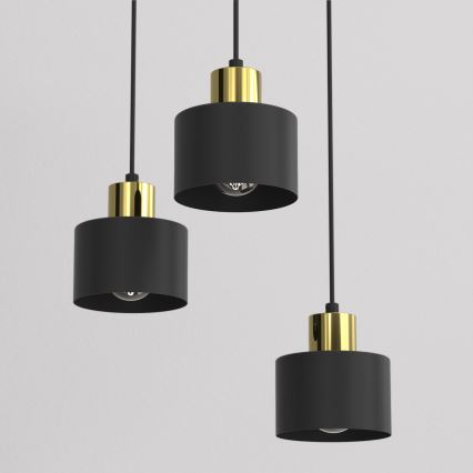 Lampadario a sospensione con cavo PARKLA 3xE27/15W/230V nero
