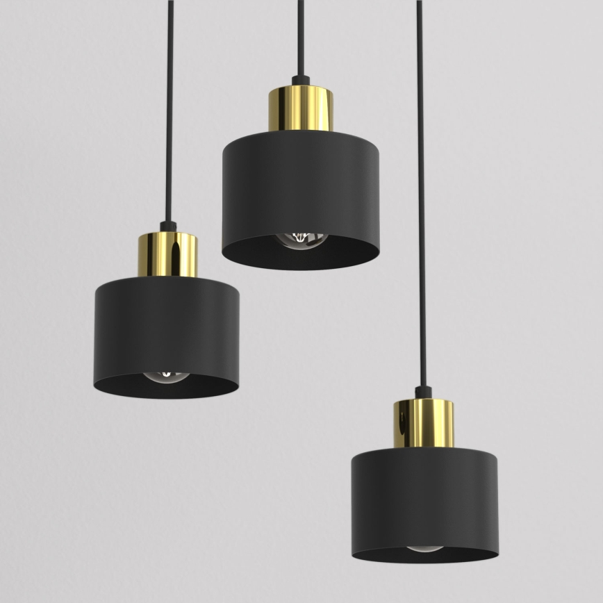 Lampadario a sospensione con cavo PARKLA 3xE27/15W/230V nero