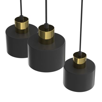 Lampadario a sospensione con cavo PARKLA 3xE27/15W/230V nero
