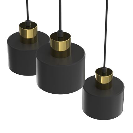 Lampadario a sospensione con cavo PARKLA 3xE27/15W/230V nero