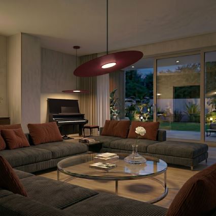 Lampadario a sospensione con cavo PIATTO 1xGX53/15W/230V Ø 55 cm bordeaux