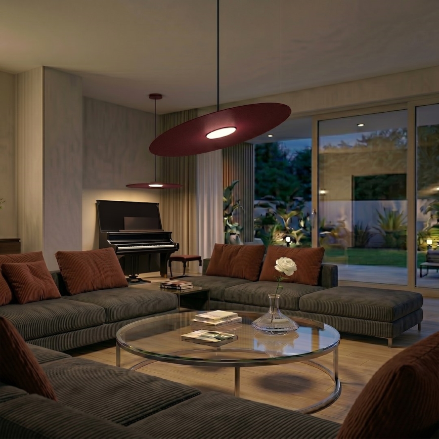 Lampadario a sospensione con cavo PIATTO 1xGX53/15W/230V Ø 55 cm bordeaux