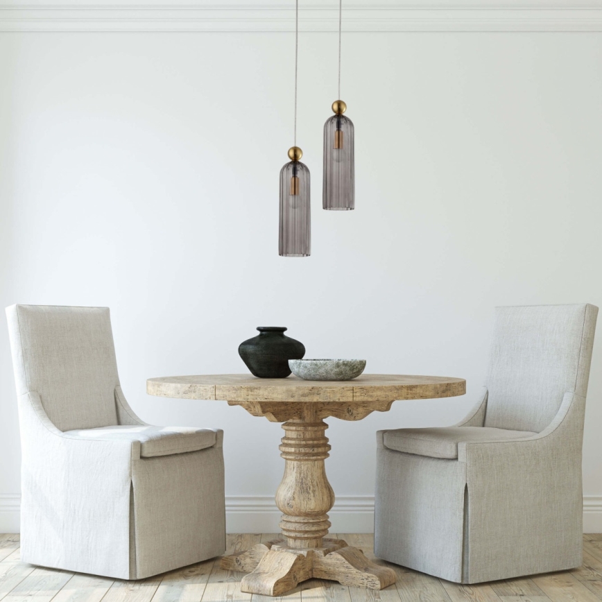 Lampadario a sospensione con cavo PIEGA 1xE14/40W/230V ottone/nero fumé