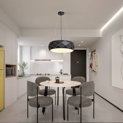 Lampadario a sospensione con cavo REUS, 3x E27/40W/230V, Ø 47 cm, nero