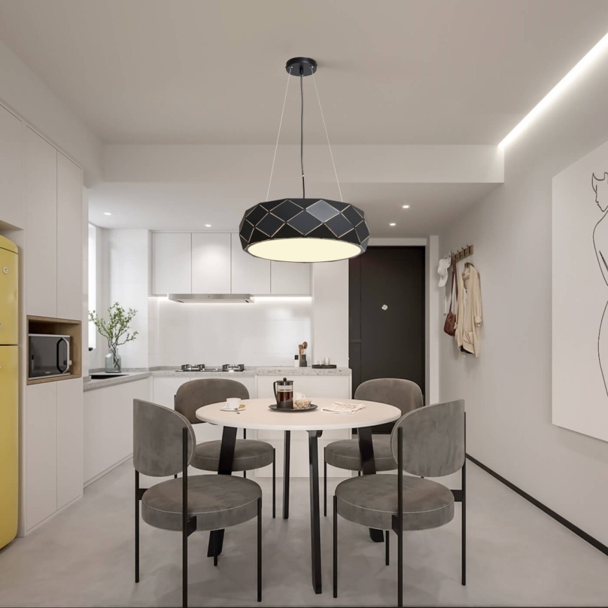 Lampadario a sospensione con cavo REUS, 3x E27/40W/230V, Ø 47 cm, nero