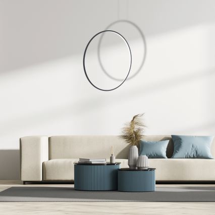 Lampadario a sospensione con cavo SATURNO LED/46W/230V Ø 80 cm IP44 nero