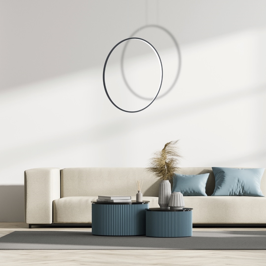 Lampadario a sospensione con cavo SATURNO LED/46W/230V Ø 80 cm IP44 nero