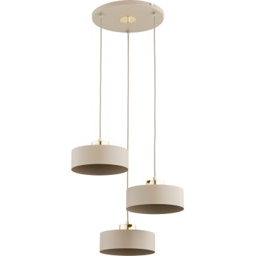 Lampadario a sospensione con cavo SELIA 3xE27/15W/230V beige