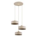 Lampadario a sospensione con cavo SELIA 3xE27/15W/230V beige/oro
