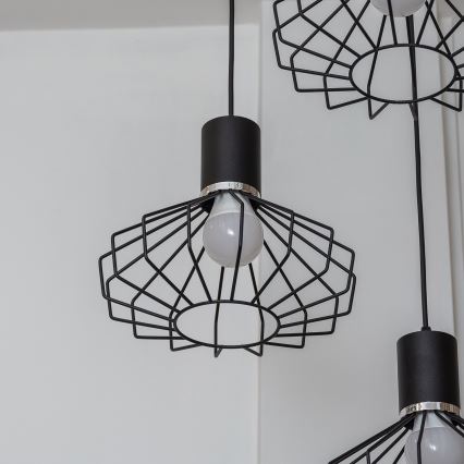 Lampadario a sospensione con cavo SOLANO 3xE27/15W/230V nero/cromo lucido