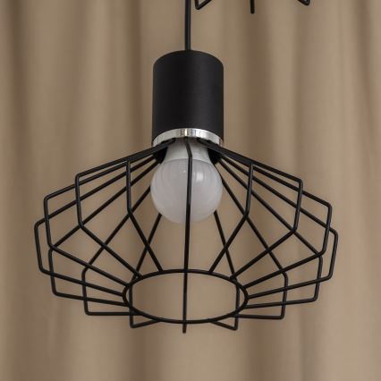 Lampadario a sospensione con cavo SOLANO 3xE27/15W/230V nero/cromo lucido