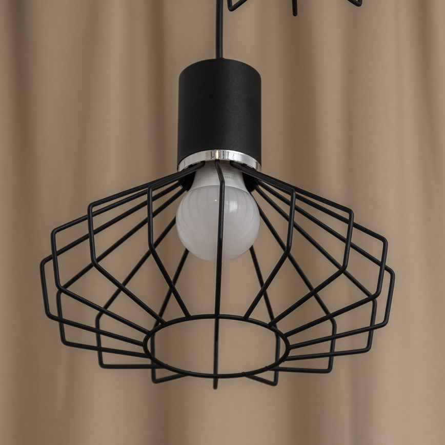 Lampadario a sospensione con cavo SOLANO 3xE27/15W/230V nero/cromo lucido