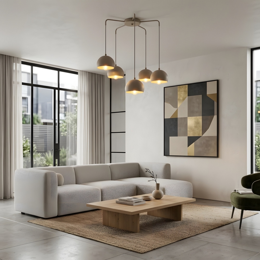 Lampadario a sospensione con cavo SOOL 5xE27/15W/230V beige
