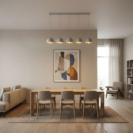 Lampadario a sospensione con cavo SOOL 5xE27/15W/230V, bianco