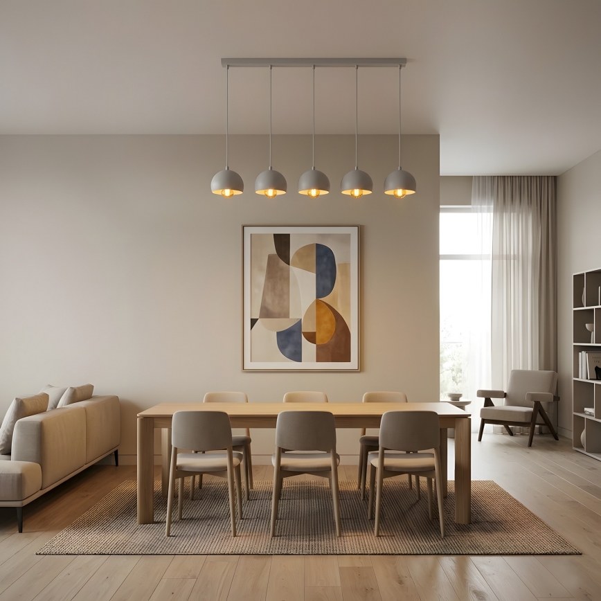 Lampadario a sospensione con cavo SOOL 5xE27/15W/230V, bianco