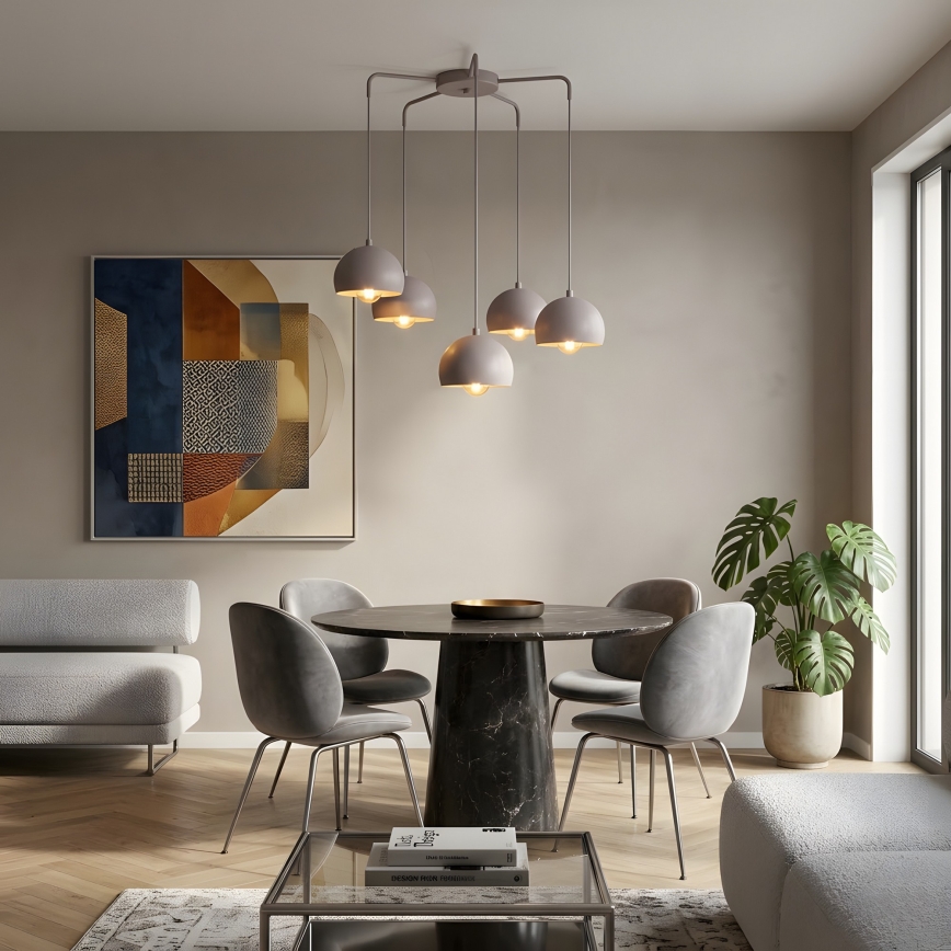 Lampadario a sospensione con cavo SOOL 5xE27/15W/230V crema