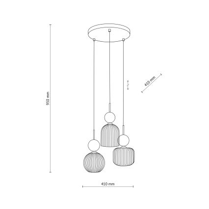 Lampadario a sospensione con cavo SOPHIA 3xE14/10W/230V nero/verde/beige fumé