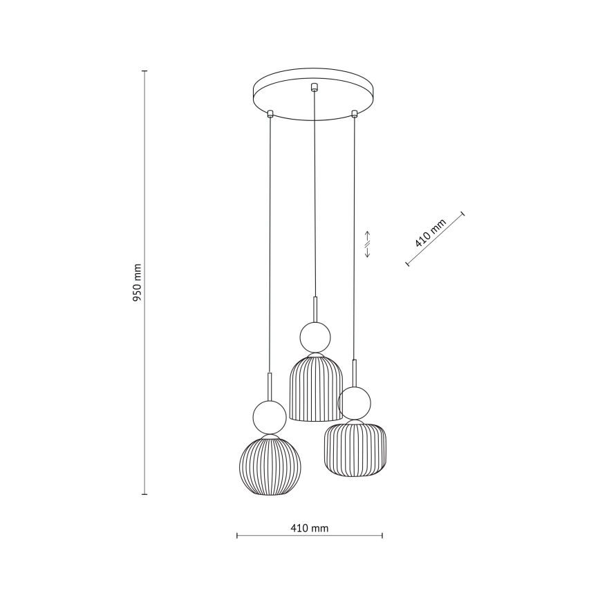 Lampadario a sospensione con cavo SOPHIA 3xE14/10W/230V nero/verde/beige fumé