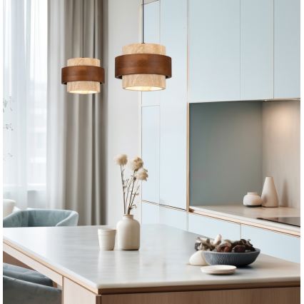 Lampadario a sospensione con cavo SUSAN 1xGX53/15W/230V marrone/beige