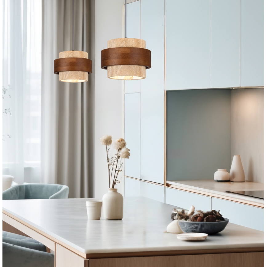 Lampadario a sospensione con cavo SUSAN 1xGX53/15W/230V marrone/beige