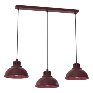 Lampadario a sospensione con cavo SVEN 3xE27/15W/230V bordeaux