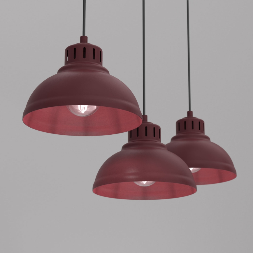 Lampadario a sospensione con cavo SVEN 3xE27/15W/230V bordeaux