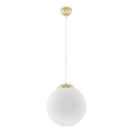Lampadario a sospensione con cavo TOYA 1xE27/60W/230V Ø 30 cm bianco/oro