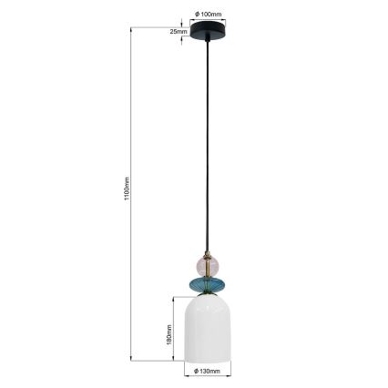 Lampadario a sospensione con cavo TROPEA 1xE27/15W/230V, disponibile in nero, viola fumé, blu e bianco