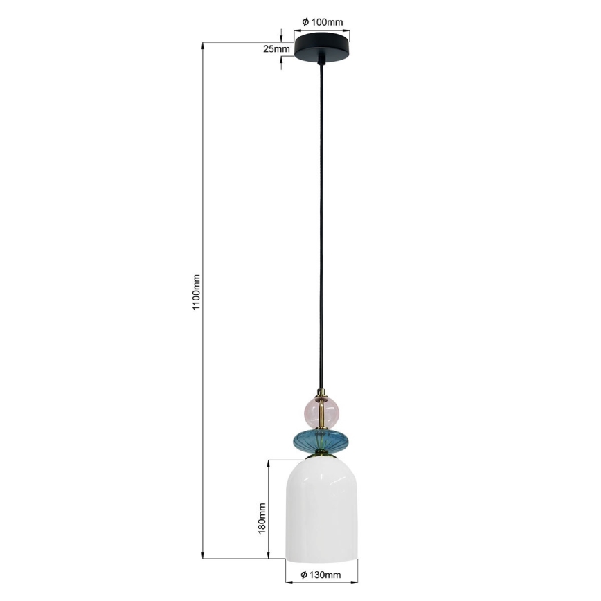Lampadario a sospensione con cavo TROPEA 1xE27/15W/230V, disponibile in nero, viola fumé, blu e bianco