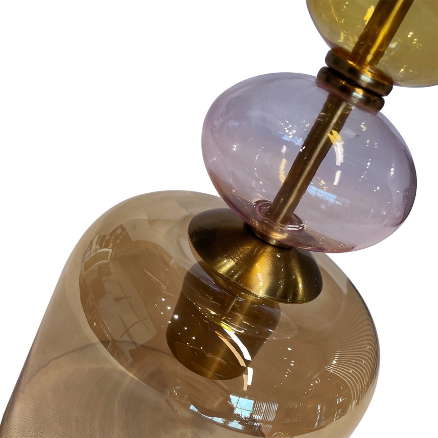 Lampadario a sospensione con cavo TROPEA 1xE27/15W/230V nero/beige fumato/rosa