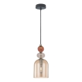 Lampadario a sospensione con cavo TROPEA 1xE27/15W/230V nero/rosso fumé/beige