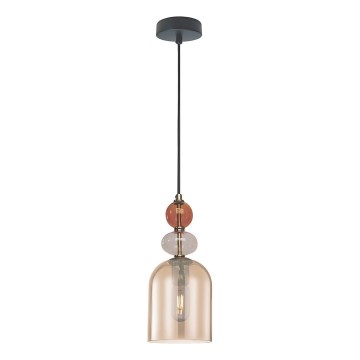 Lampadario a sospensione con cavo TROPEA 1xE27/15W/230V nero/rosso fumé/beige