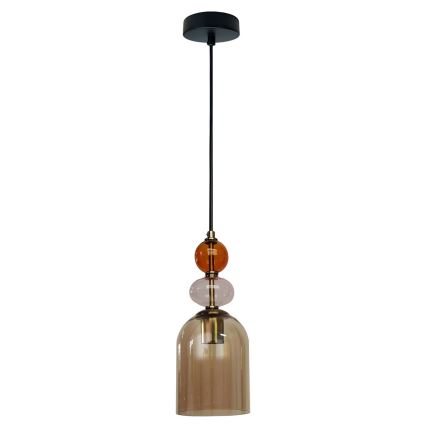 Lampadario a sospensione con cavo TROPEA 1xE27/15W/230V nero/rosso fumé/beige