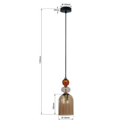Lampadario a sospensione con cavo TROPEA 1xE27/15W/230V nero/rosso fumé/beige