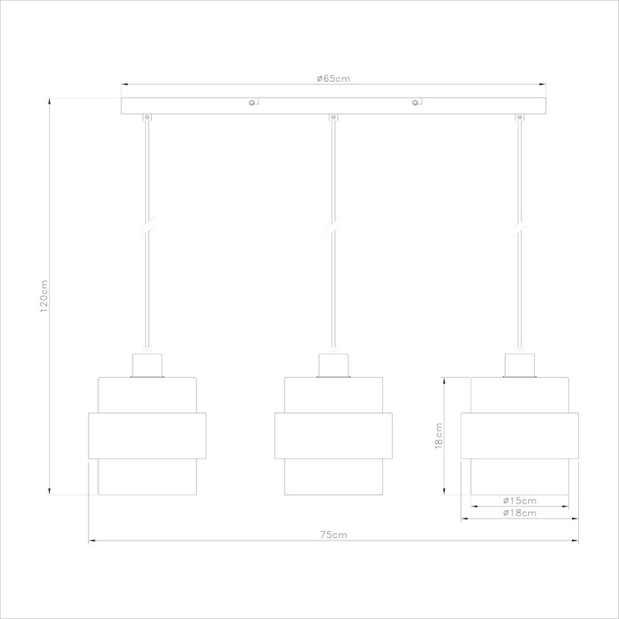 Lampadario a sospensione con cavo VALENTINO 3xE27/15W/230V beige/trasparente