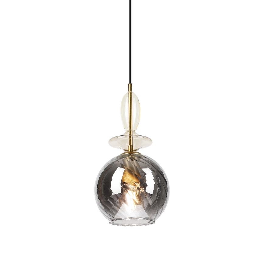 Lampadario a sospensione con cavo VELLO 1xE27/15W/230V nero/beige fumé/nero