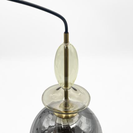 Lampadario a sospensione con cavo VELLO 1xE27/15W/230V nero/beige fumé/nero