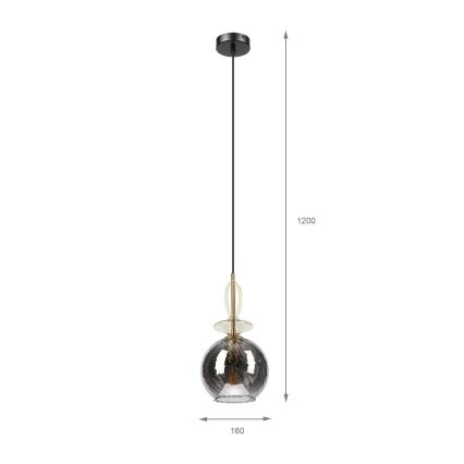 Lampadario a sospensione con cavo VELLO 1xE27/15W/230V nero/beige fumé/nero