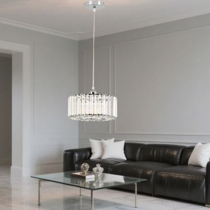 Lampadario a sospensione con cavo VETRO 1xE27/60W/230V cromo lucido