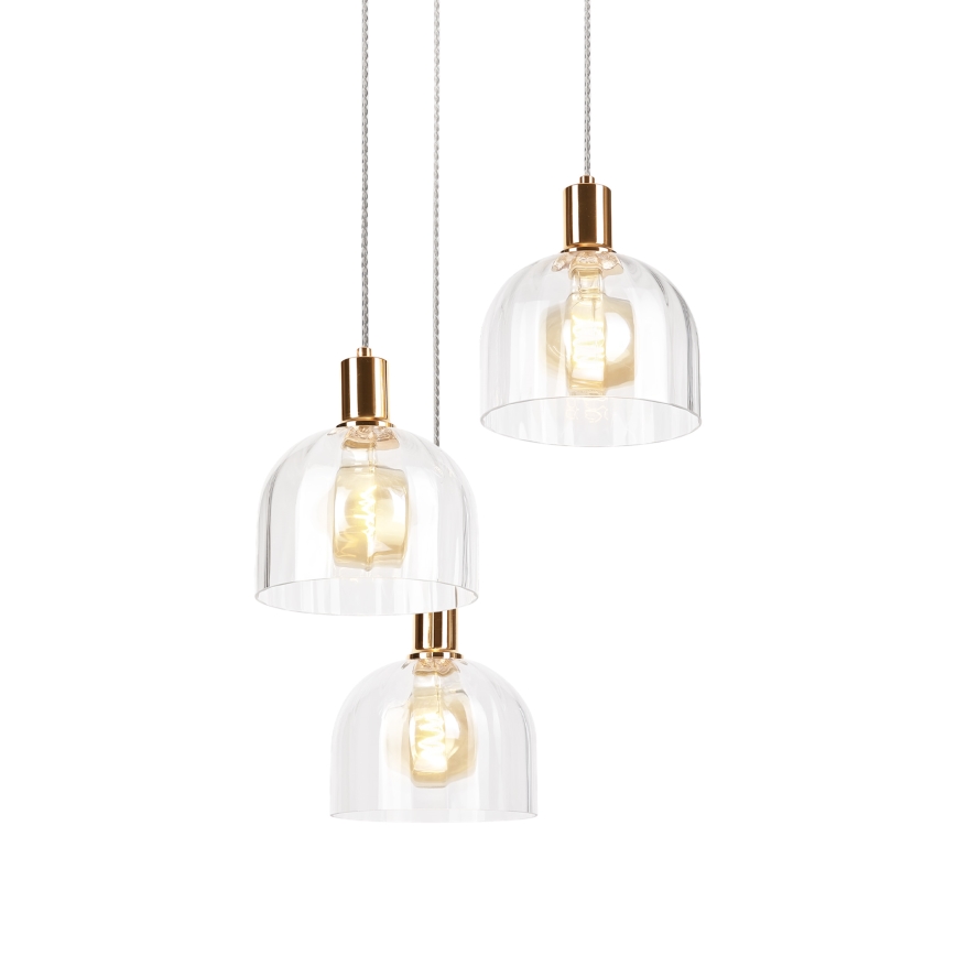 Lampadario a sospensione con cavo VIVE 3xE27/15W/230V, dorato