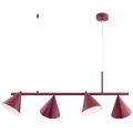 Lampadario a sospensione con cavo ZELTA 4xE27/15W/230V, rosso